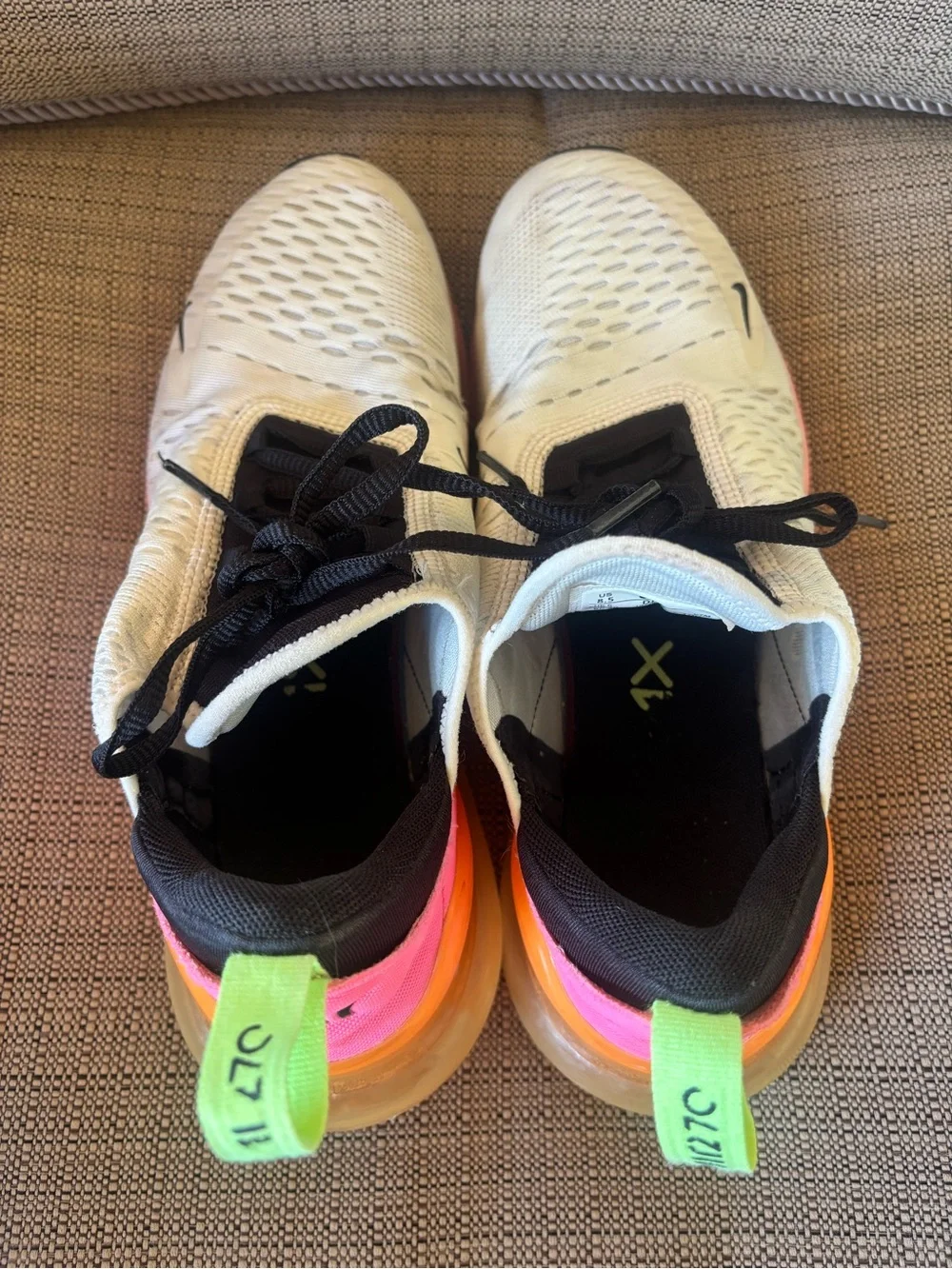 Nike Air Max 270 White Pink Orange Athletic Shoes